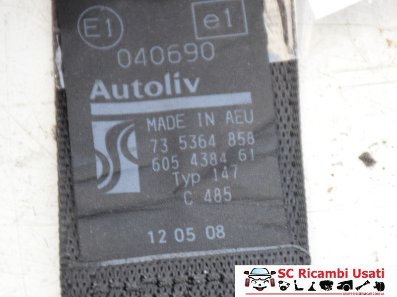 CINTURA DI SICUREZZA POSTERIORE SX FIAT Grande Punto 2° Serie 735364858 (08>10)