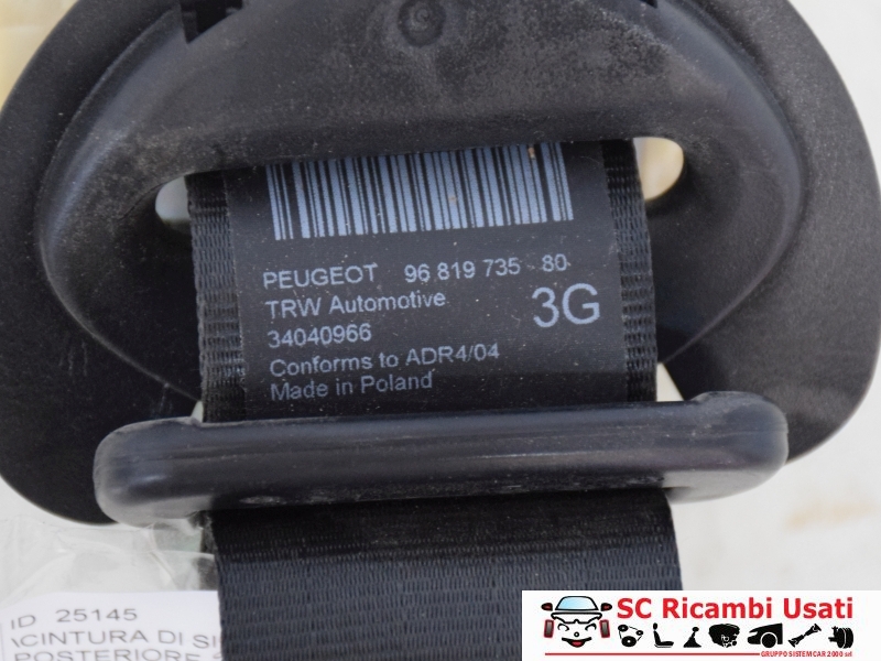 Cintura Di Sicurezza Posteriore Peugeot 5008 9681973580 - 25145