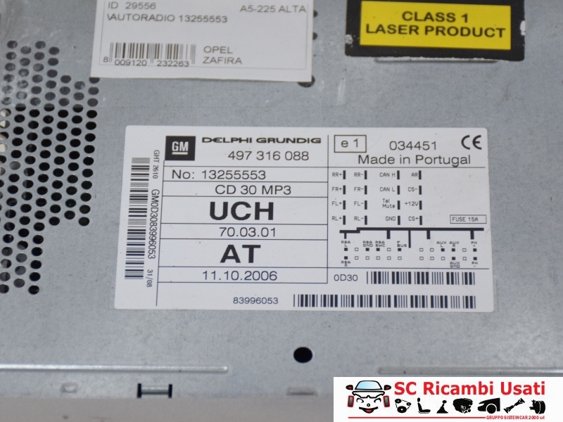 Autoradio Opel Zafira 13255553 - 29556
