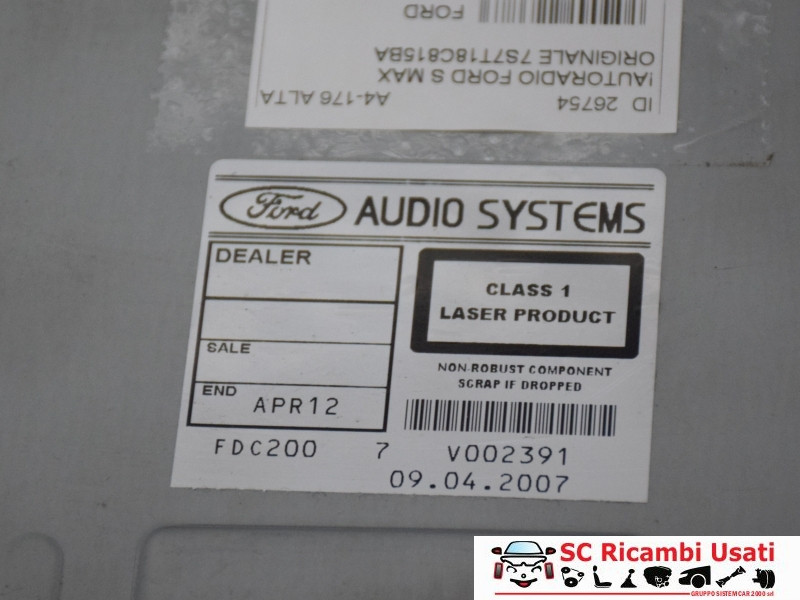 AUTORADIO FORD S - Max Serie 7S7T18C815BA (06>14)