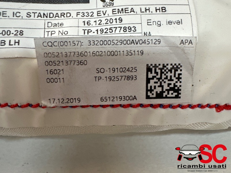 AIRBAG A TENDINA LATO SINISTRO FIAT 500 Serie Elettrica 52137736 (20>)