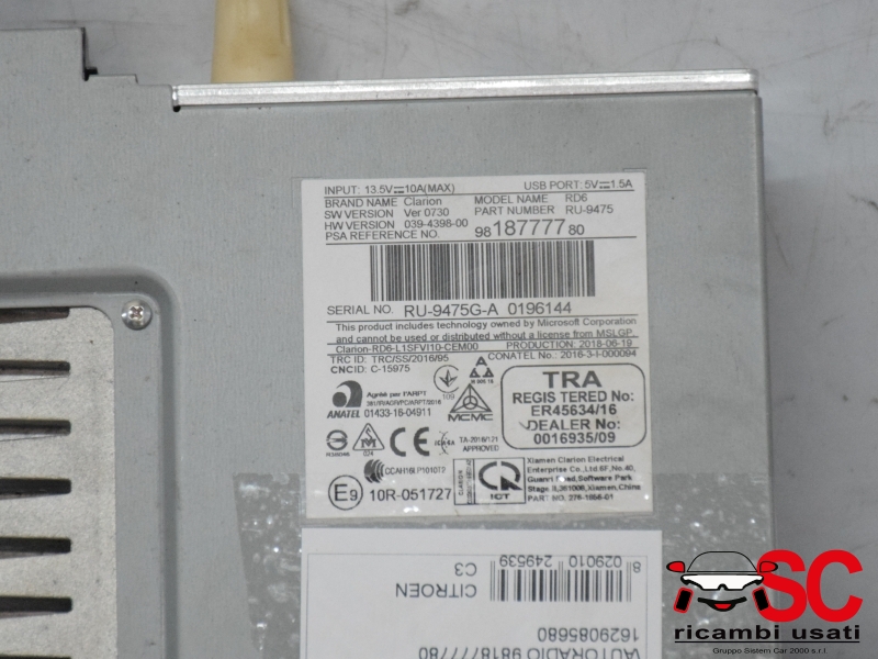 Autoradio Citroen C3 9818777780 1629085680 Autoradio Citroen C3 9818777780 1629085680