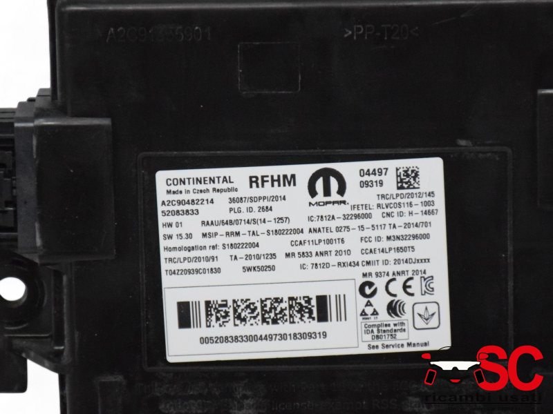 Kit Chiave Jeep Renegade 52083833 Kit Chiave Jeep Renegade 52083833