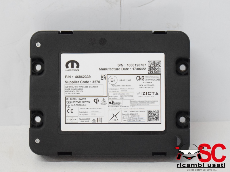 Centralina Ricarica Wireless Fiat Tipo 46862339 52183787
