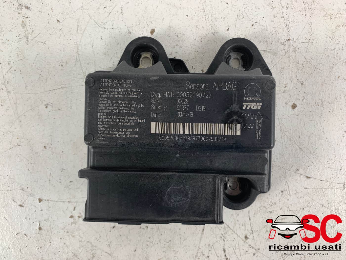 Centralina Airbag Fiat Tipo 1.3 Multijet 52090727 52078057 Centralina Airbag Fiat Tipo 1.3 Multijet 52090727 52078057