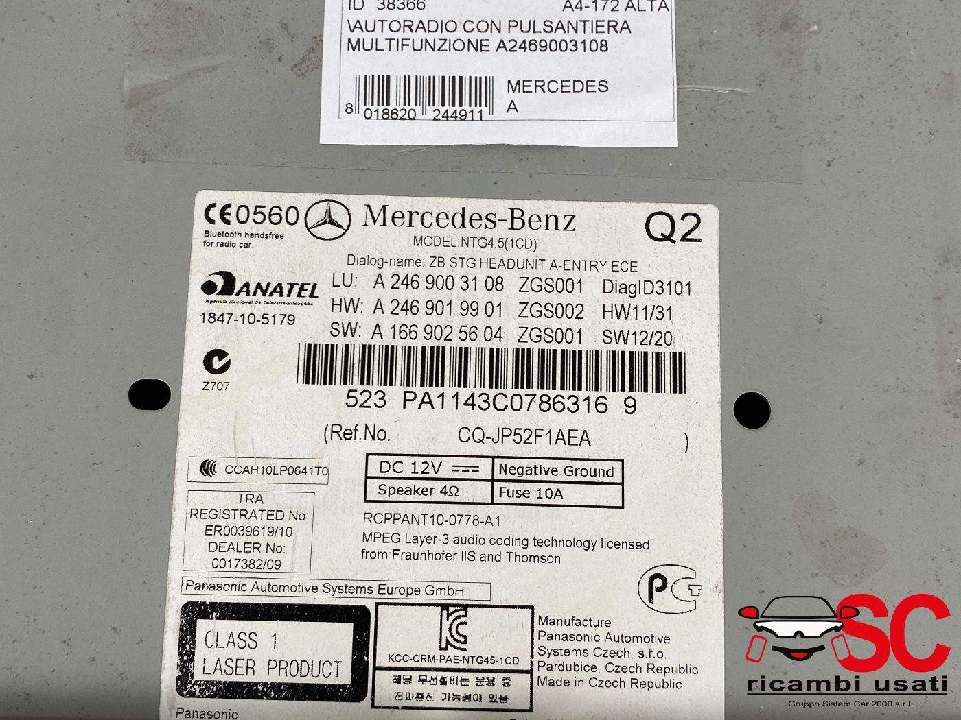 AUTORADIO MERCEDES Classe A Serie (W176) A2469003108 (12>18)
