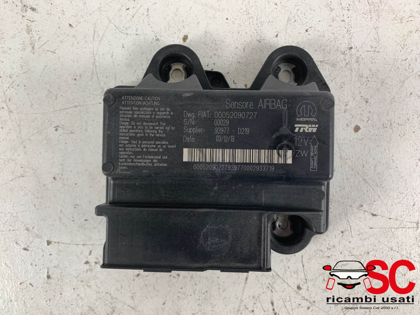 CENTRALINA AIRBAG FIAT Tipo Serie (357) Berlina 52090727 (16>20)