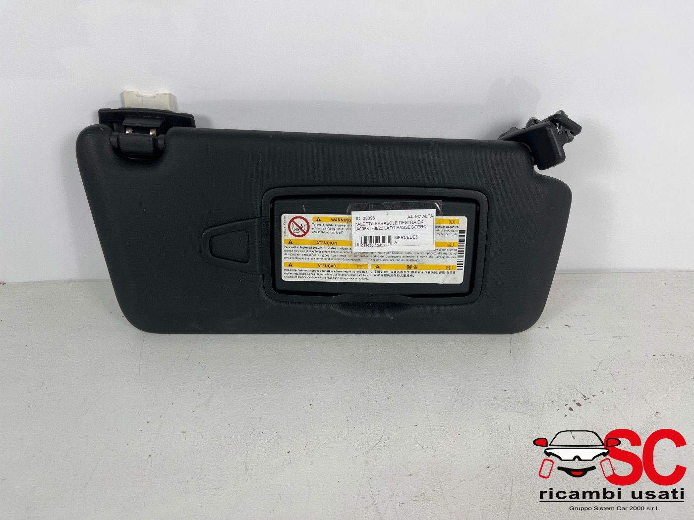 Aletta Parasole Destra Nera Classe A W176 A0068173820 Aletta Parasole Destra Nera Classe A W176 A0068173820