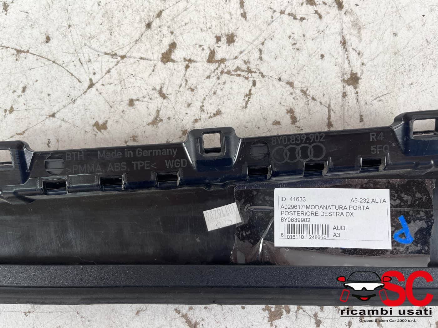 Modanatura Porta Posteriore Destra Audi A3 8y 8Y0839902 - 41633 Modanatura Porta Posteriore Destra Audi A3 8y 8Y0839902 - 41633