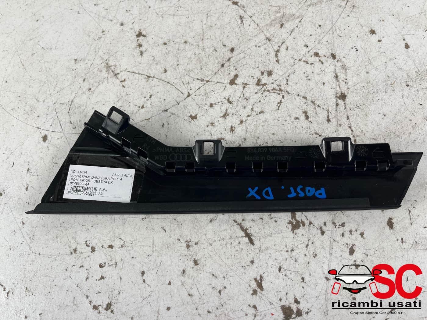 Modanatura Porta Posteriore Destra Audi A3 8y 8Y4839904A - 41634 Modanatura Porta Posteriore Destra Audi A3 8y 8Y4839904A - 41634