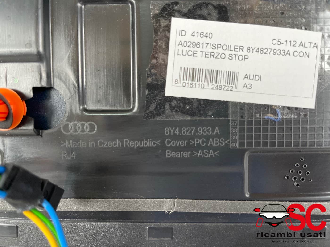 Spoiler Alettone Posteriore Audi A3 8y 8Y4827933A - 41640