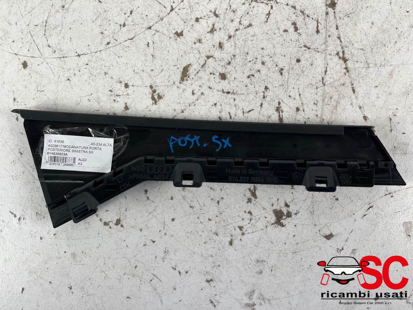 MODANATURA PORTA POSTERIORE SX AUDI A3 Sportback (8YA) 8Y4839903A (19>)