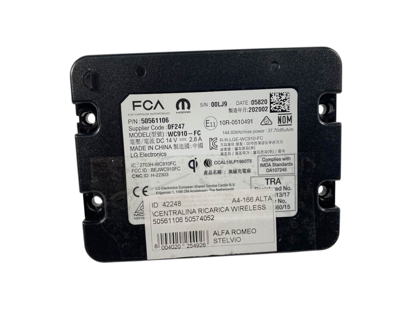 Centralina Ricarica Wireless Alfa Romeo Stelvio 50561106 50574052 - 42248