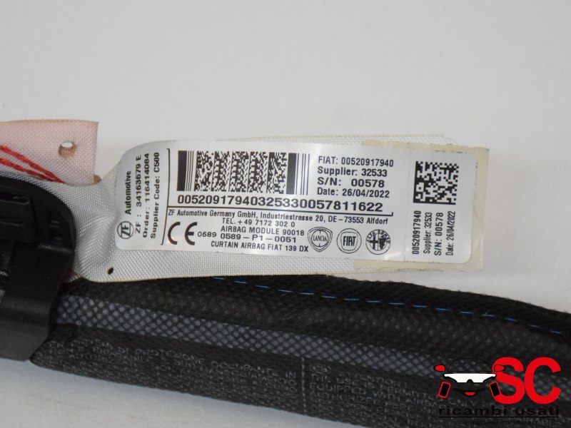 Airbag Tendina Laterale Destra Fiat New Panda 52091794 52019086 - 36783