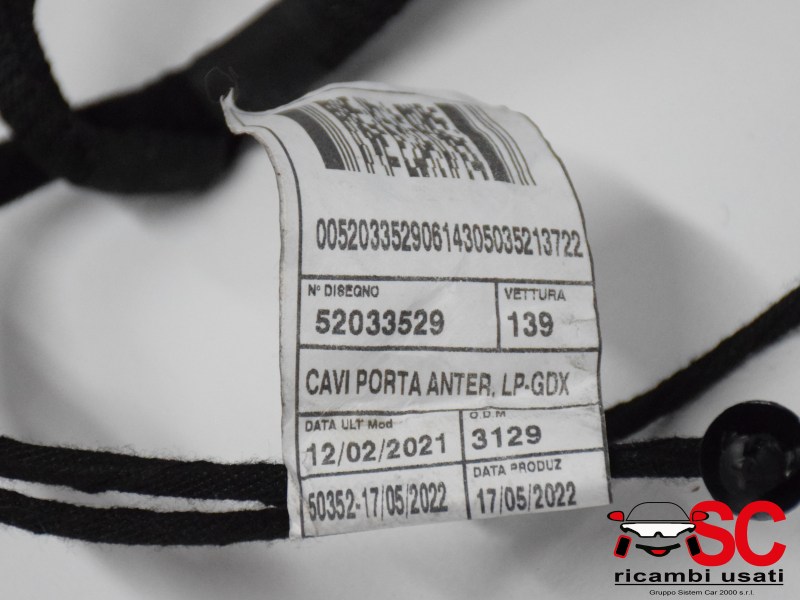 Cablaggio Porta Anteriore Destra Fiat New Panda 52033529 52033530 - 36814 Cablaggio Porta Anteriore Destra Fiat New Panda 52033529 52033530 - 36814