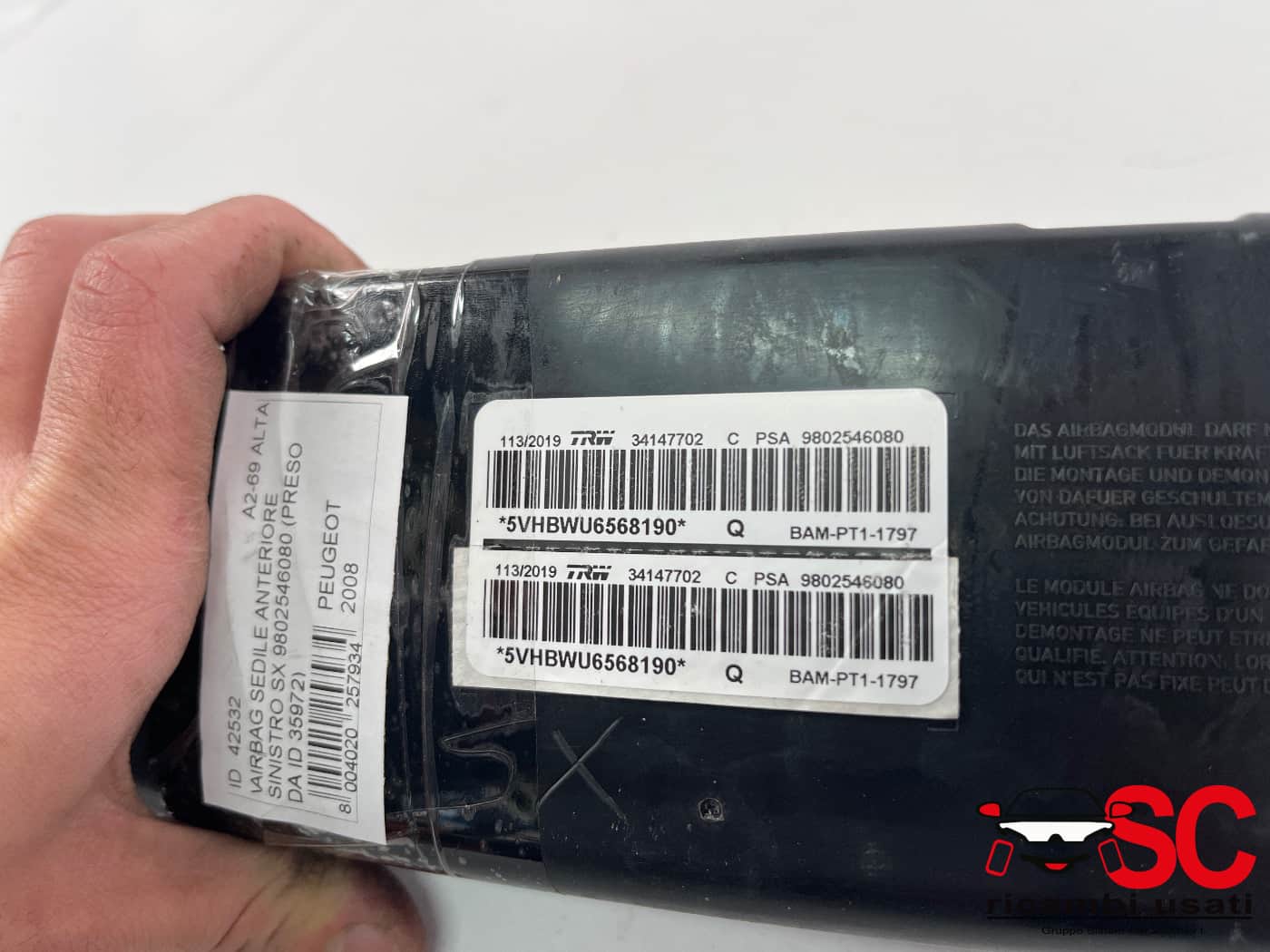 Airbag Sedile Anteriore Sinistro Peugeot 2008 9802546080 - 42532