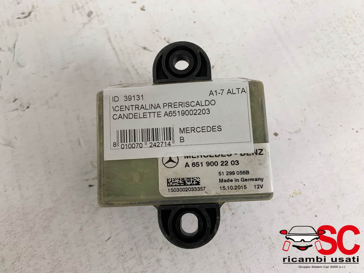 A6519002203 A6519002203 CENTRALINA CANDELETTE MERCEDES Classe B W246 2° Serie diesel