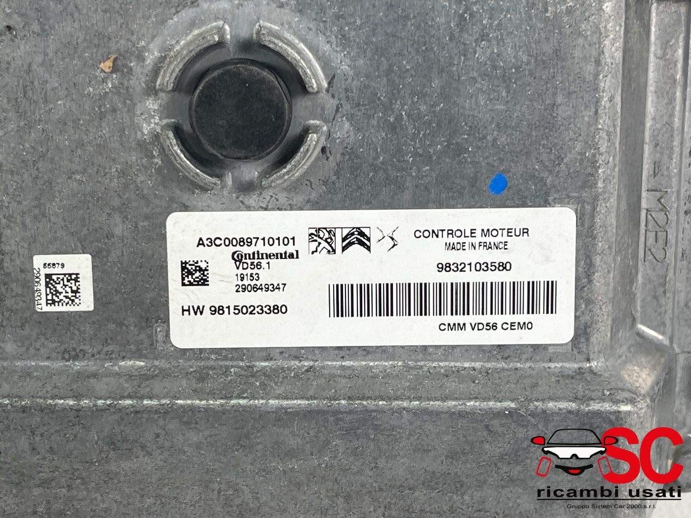 9832103580 CENTRALINA MOTORE PEUGEOT 2008 Serie benzina
