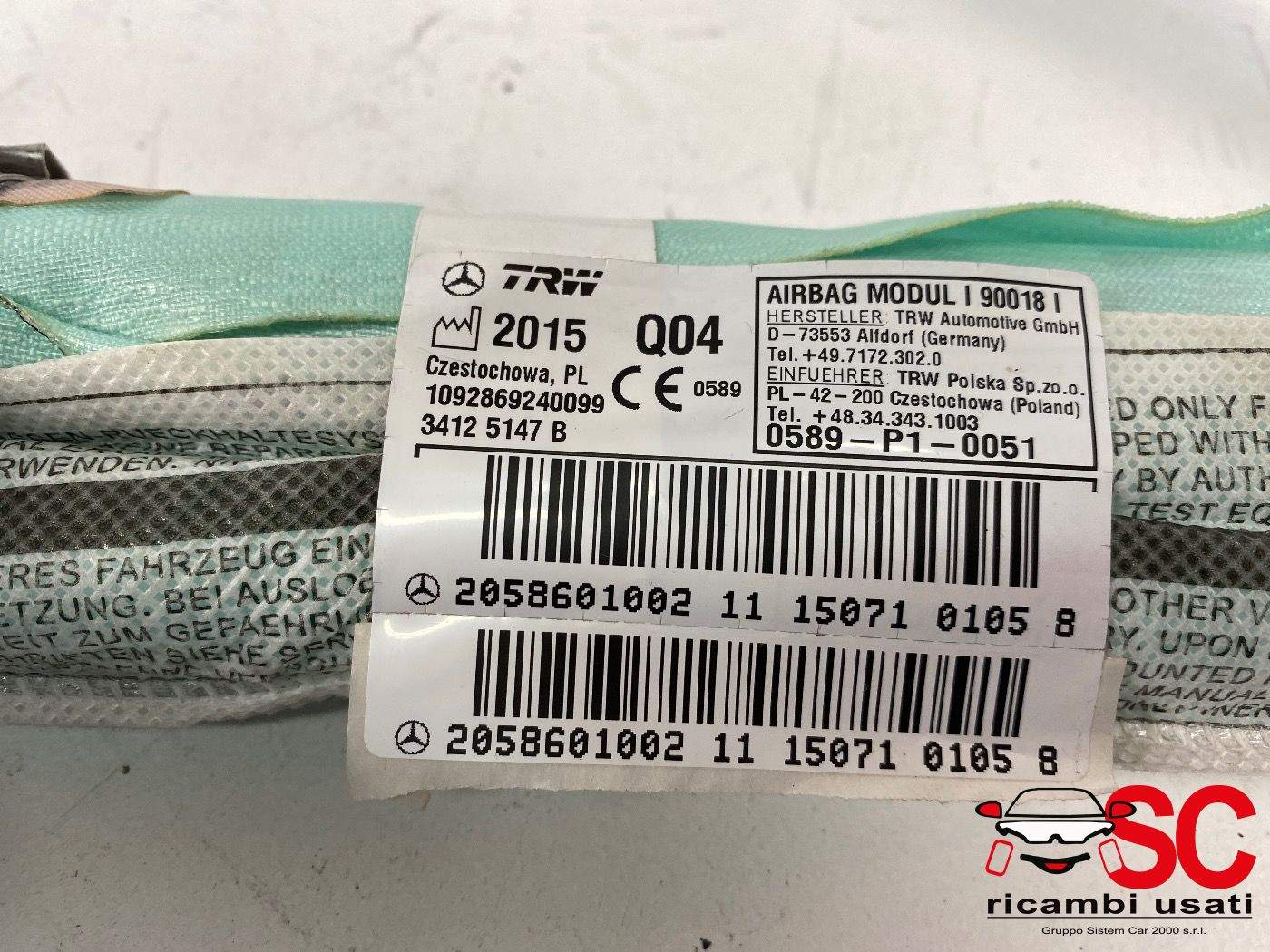 Airbag Tendina Laterale Sinistra Classe C Sw W205 A2058601002 - 37842