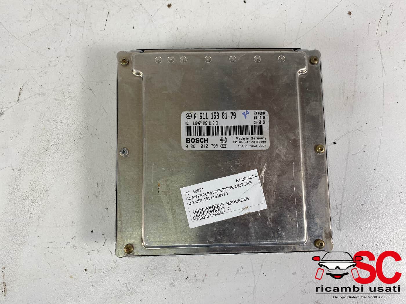 Centralina Iniezione Motore Classe C220 Cdi W203 A6111538179 - 38921 Centralina Iniezione Motore Classe C220 Cdi W203 A6111538179 - 38921