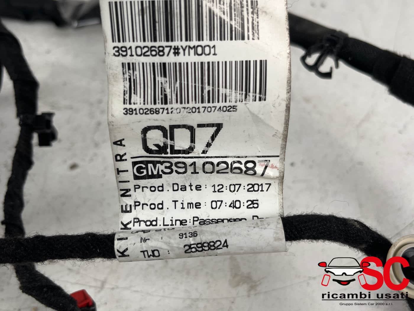 Cablaggio Porta Anteriore Destra Opel Crossland X 39102687 - 40366 Cablaggio Porta Anteriore Destra Opel Crossland X 39102687 - 40366