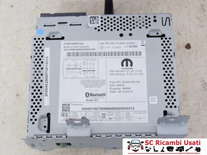 Autoradio Fiat Tipo Ece Non Rvc 52019279 735638531 - N00051 Autoradio Fiat Tipo Ece Non Rvc 52019279 735638531 - N00051