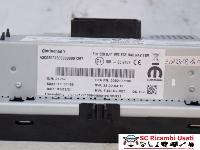 Autoradio 8.4" Jeep Renegade Mild Hybrid 52177136 52129153 - N00059 Autoradio 8.4" Jeep Renegade Mild Hybrid 52177136 52129153 - N00059