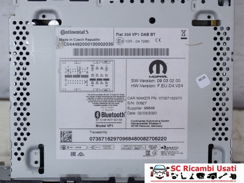 Autoradio Dab Fiat 500x 735716297 - N00063