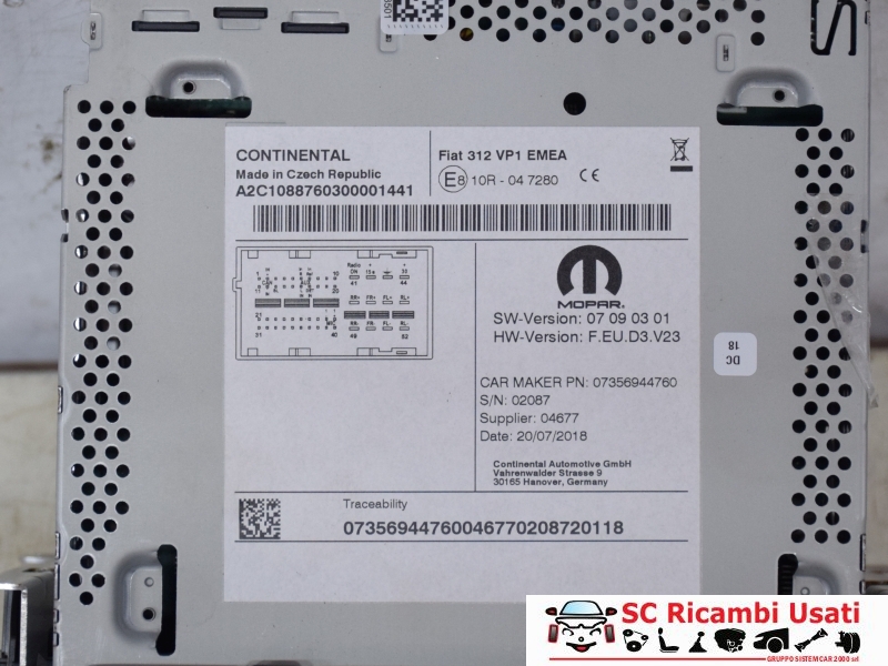 Autoradio Fiat 500 735694476 735711240 735679121 - N00064