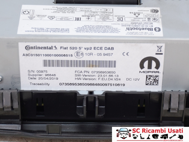 Autoradio Dab 5" Jeep Renegade 735695365 735772376 735756715 - N00076 Autoradio Dab 5" Jeep Renegade 735695365 735772376 735756715 - N00076