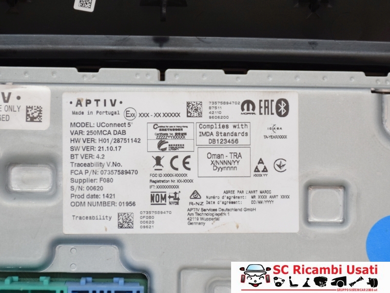 Autoradio Aptiv Fiat Ducato 2021-2023 735758947 735739756 - N00080
