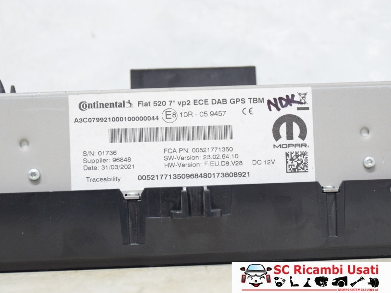 AUTORADIO JEEP Renegade Serie 52177135 (18>)