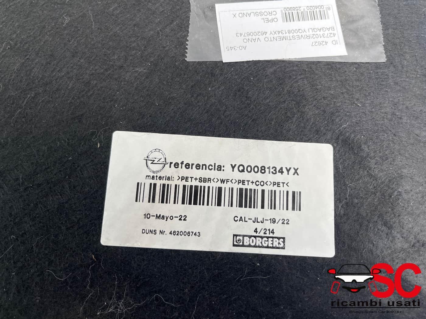 PANNELLO INTERNO BAGAGLIAIO OPEL Crossland Serie (X) YQ008134YX (17>)