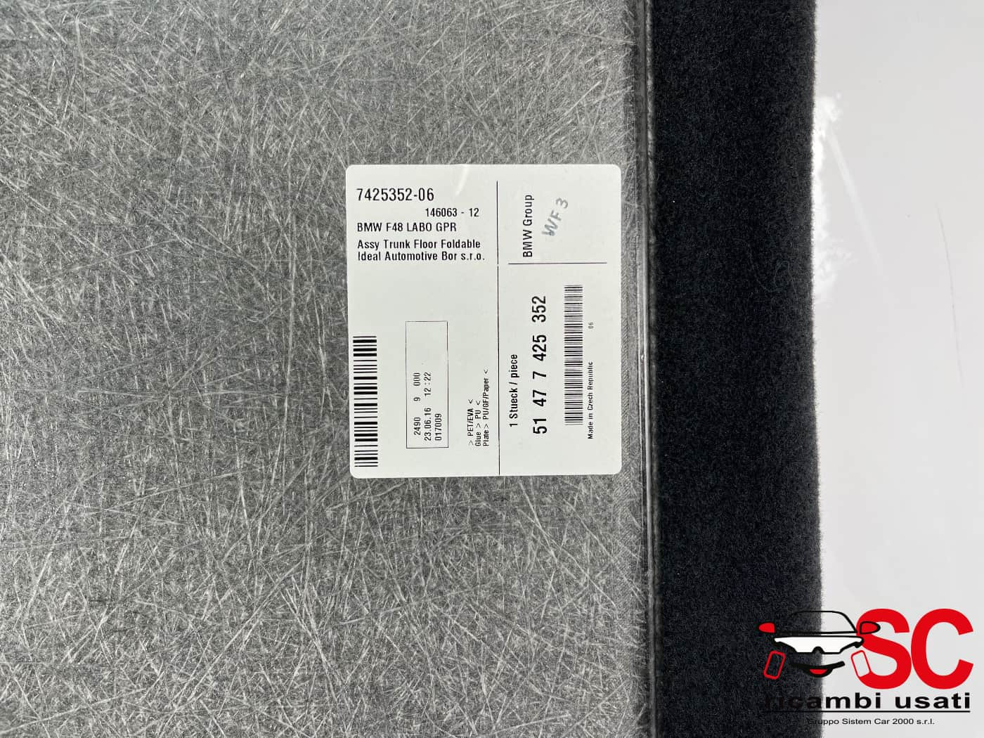PANNELLO INTERNO BAGAGLIAIO BMW X1 Serie (F48) 51477425352 (15>)