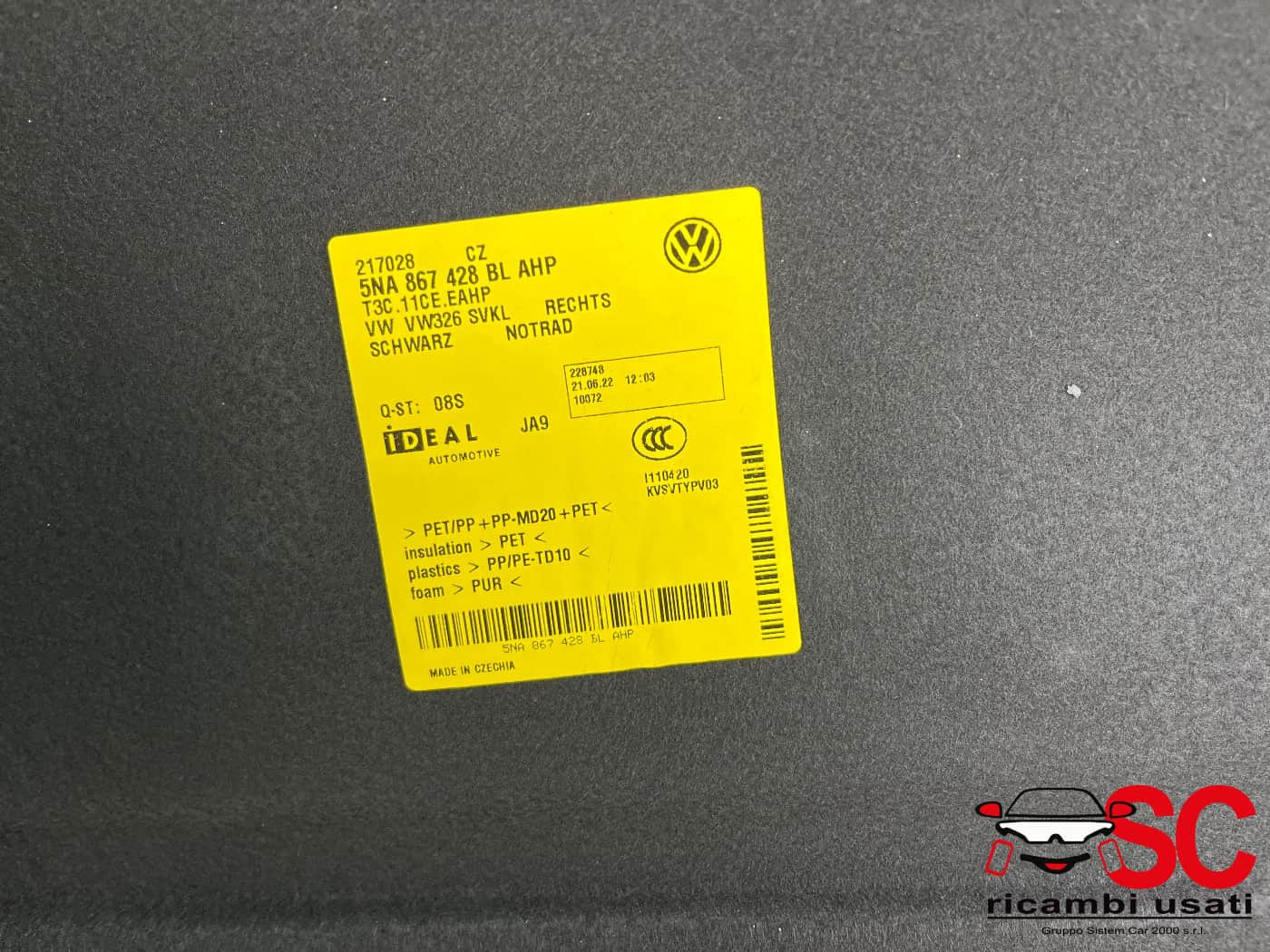PANNELLO INTERNO BAGAGLIAIO VOLKSWAGEN Tiguan Restyling Serie 5NA867428BL (20>)