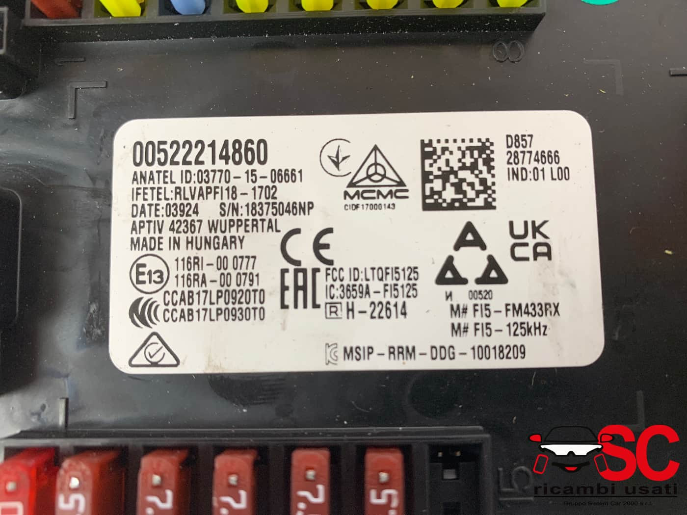 BODY COMPUTER FIAT 500 X Serie 52221486 (15>)