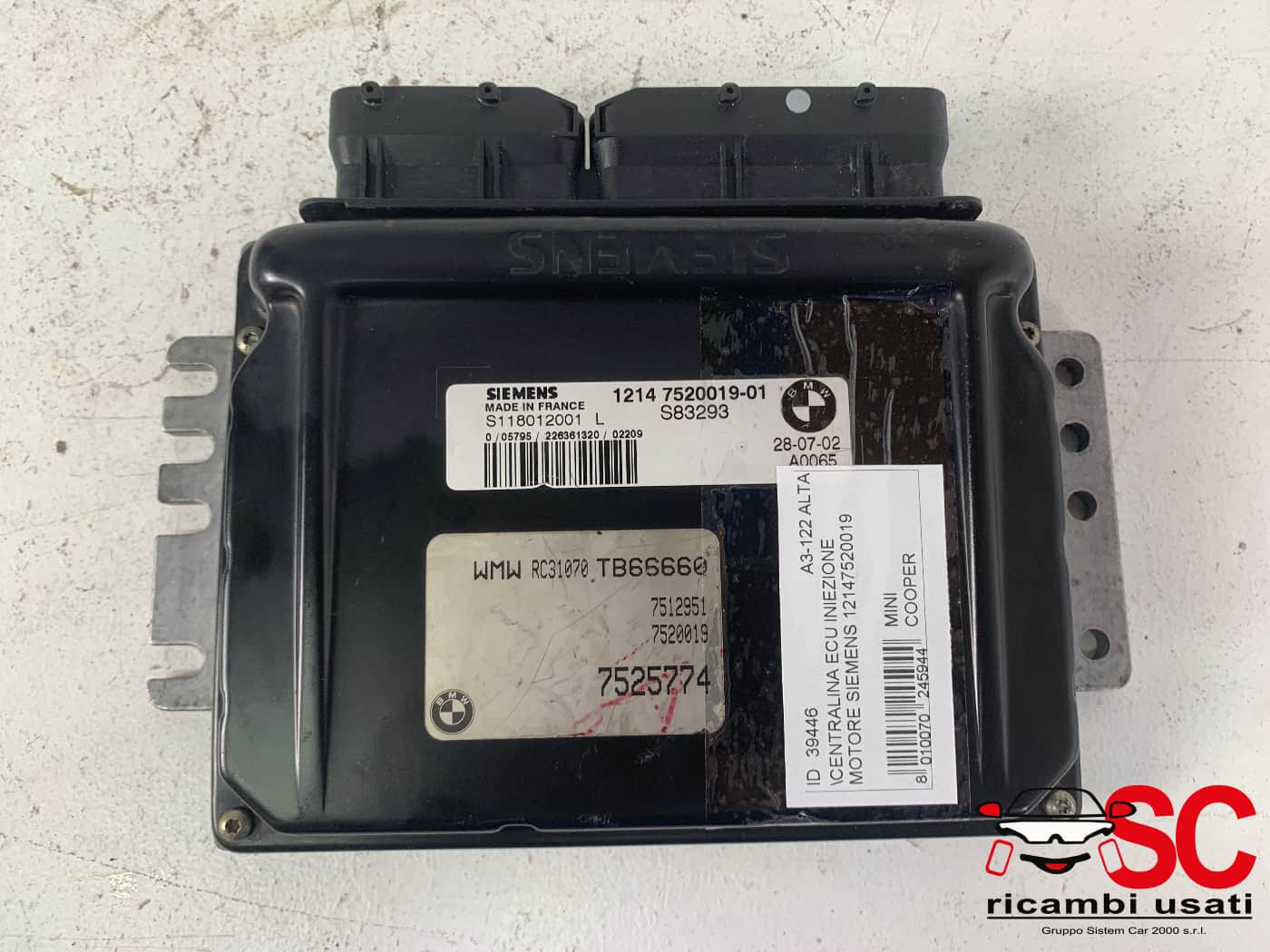 12147520019 12147520019 CENTRALINA MOTORE MINI Cooper 1° Serie benzina