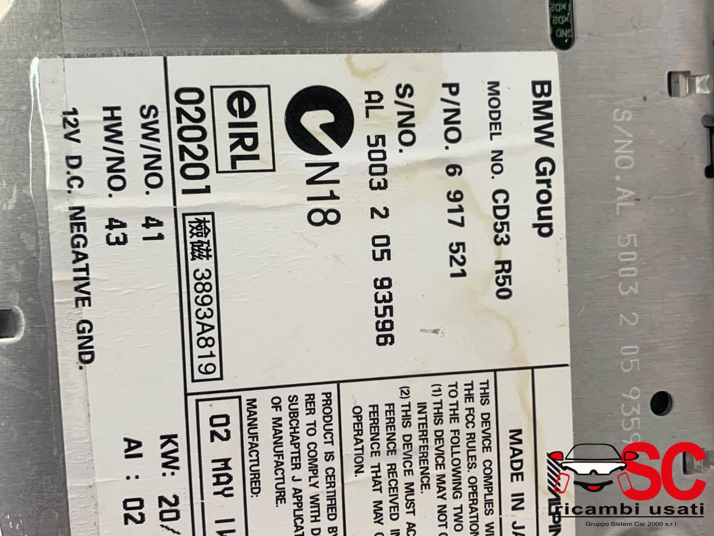 AUTORADIO MINI Cooper 1° Serie 6917521 (00>06)
