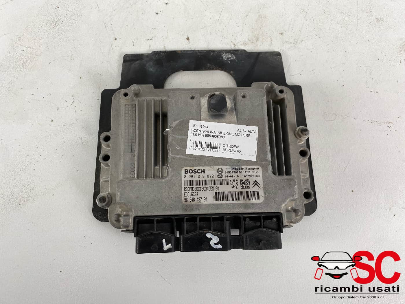 0281013872 0281013872 CENTRALINA MOTORE CITROEN Berlingo 2° Serie diesel