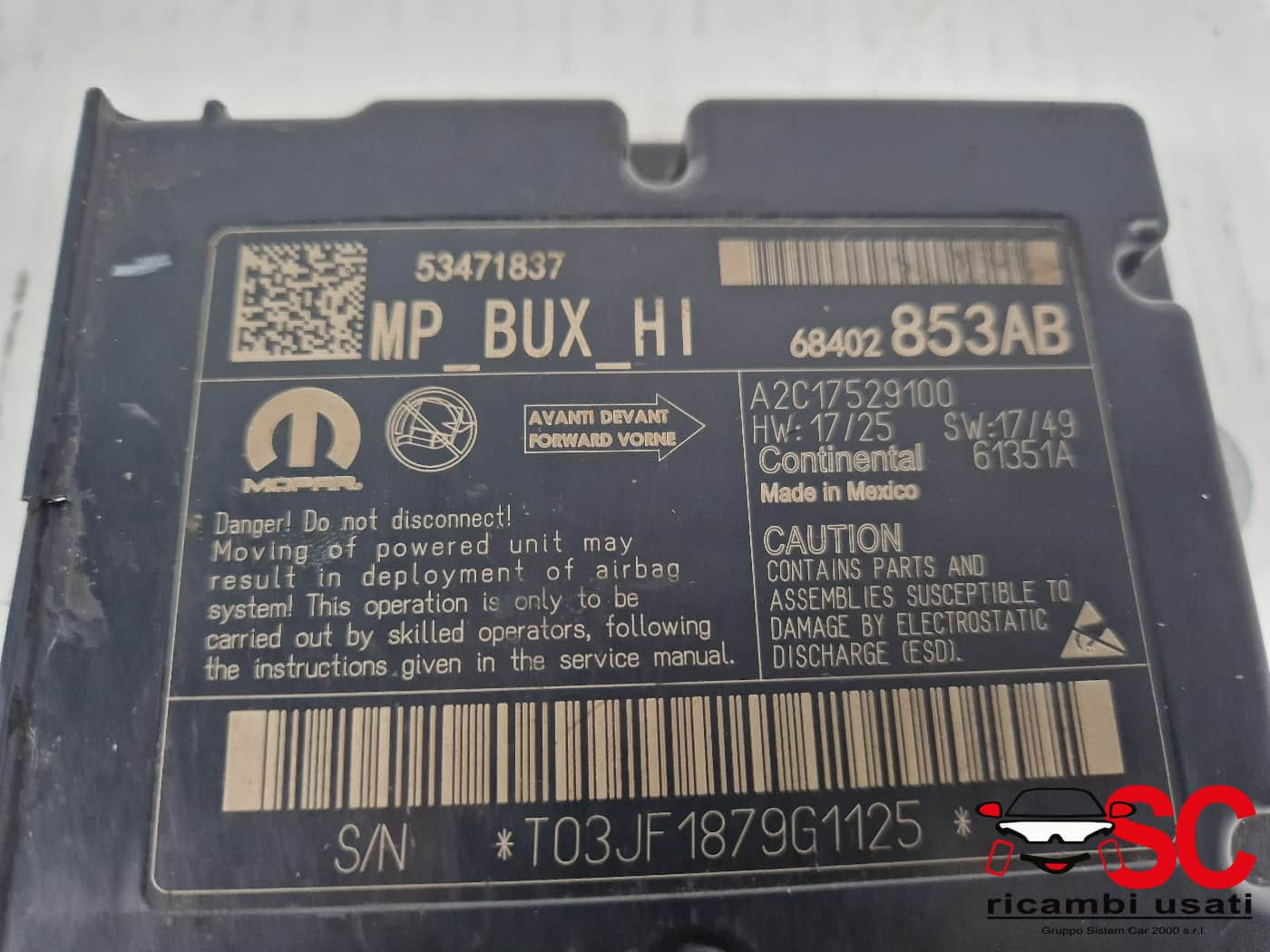 CENTRALINA AIRBAG JEEP Compass Serie 68402853AB (16>)
