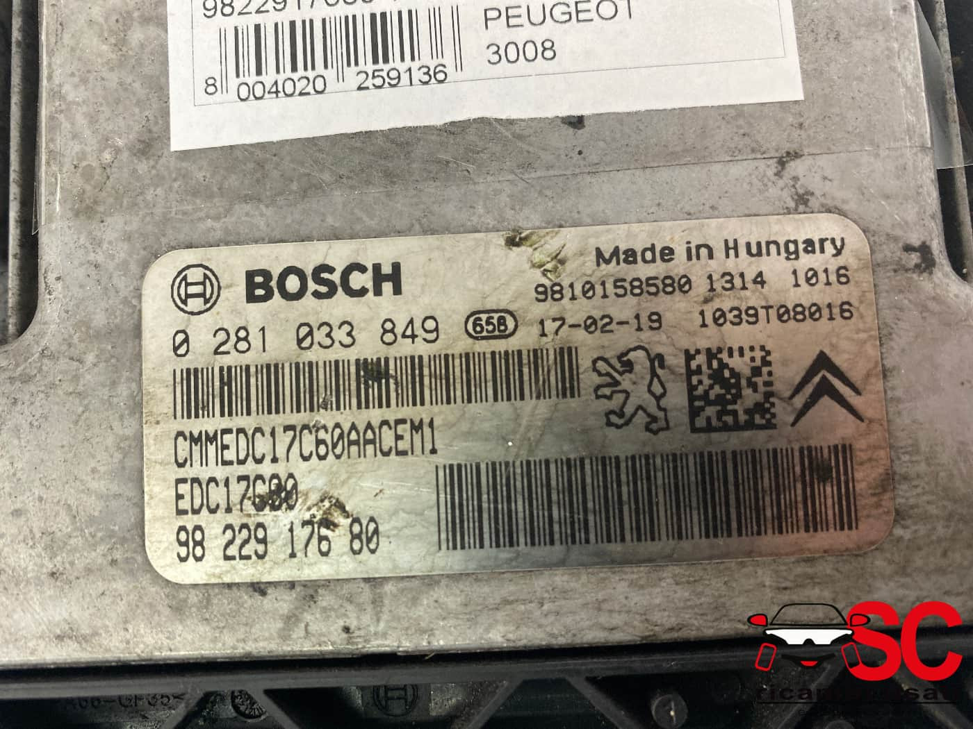 9822917680 9822917680 CENTRALINA MOTORE PEUGEOT 3008 Serie diesel