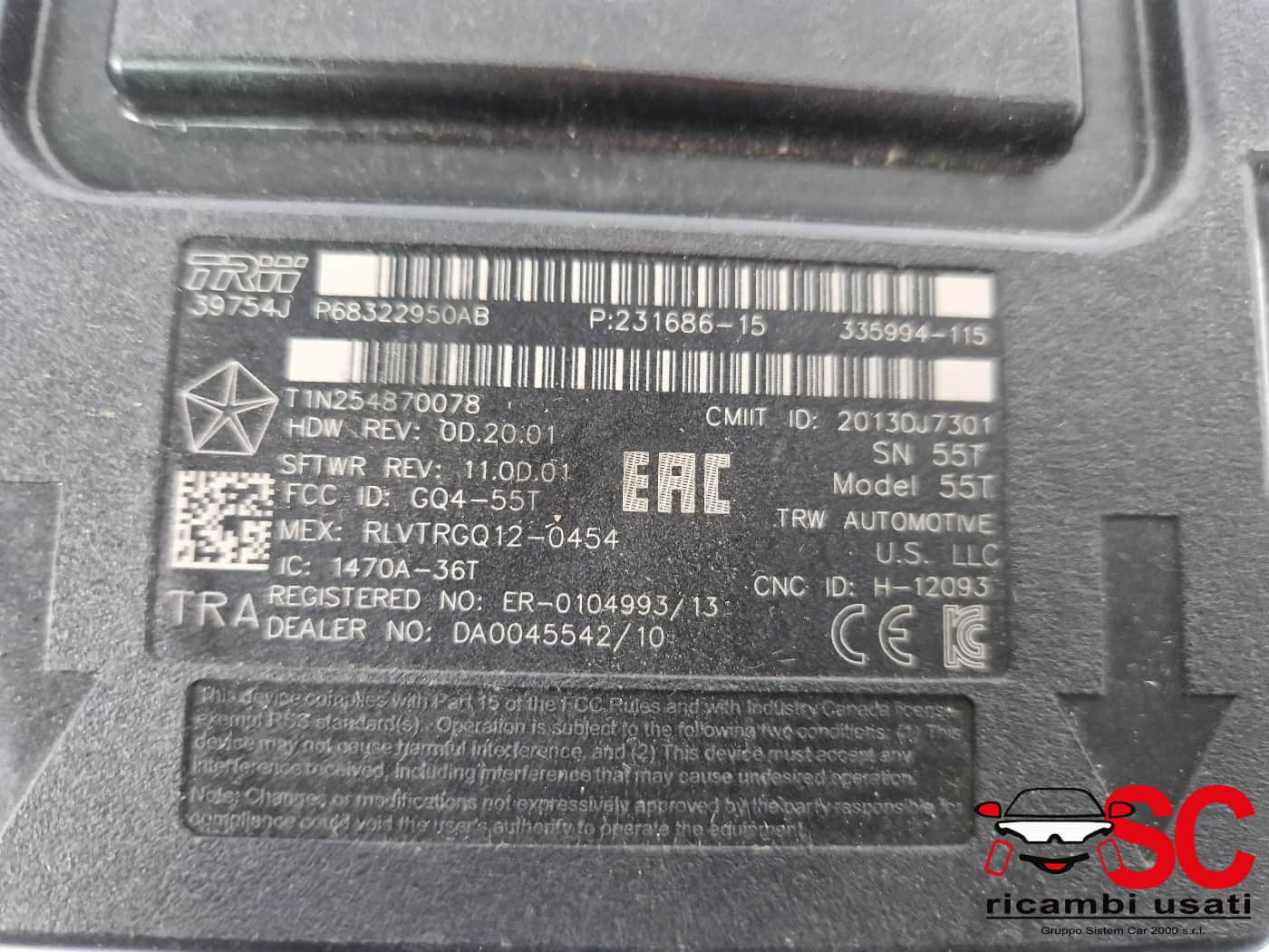 68145593AF 68145593AF BLOCCHETTO ACCENSIONE CON CHIAVE PIU JEEP Cherokee 6° Serie diesel
