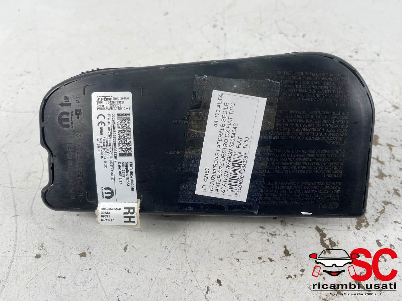 AIRBAG SEDILE DESTRO FIAT Tipo Serie (356_) Station Wagon 52054046 (16>)