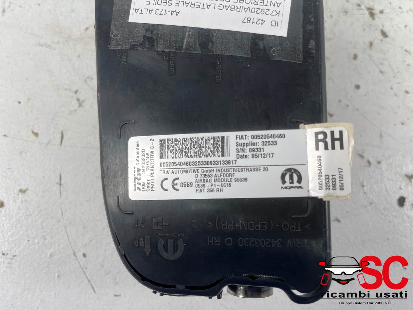 AIRBAG SEDILE DESTRO FIAT Tipo Serie (356_) Station Wagon 52054046 (16>)