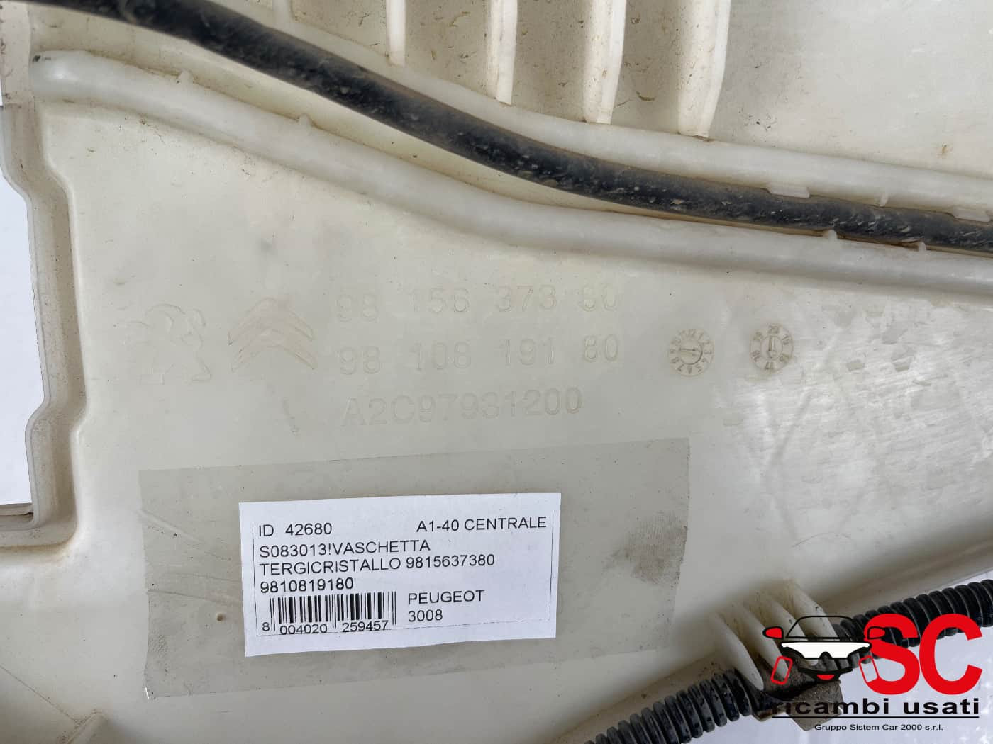 9810819180 VASCHETTA TERGI ANT PEUGEOT 3008 Serie diesel