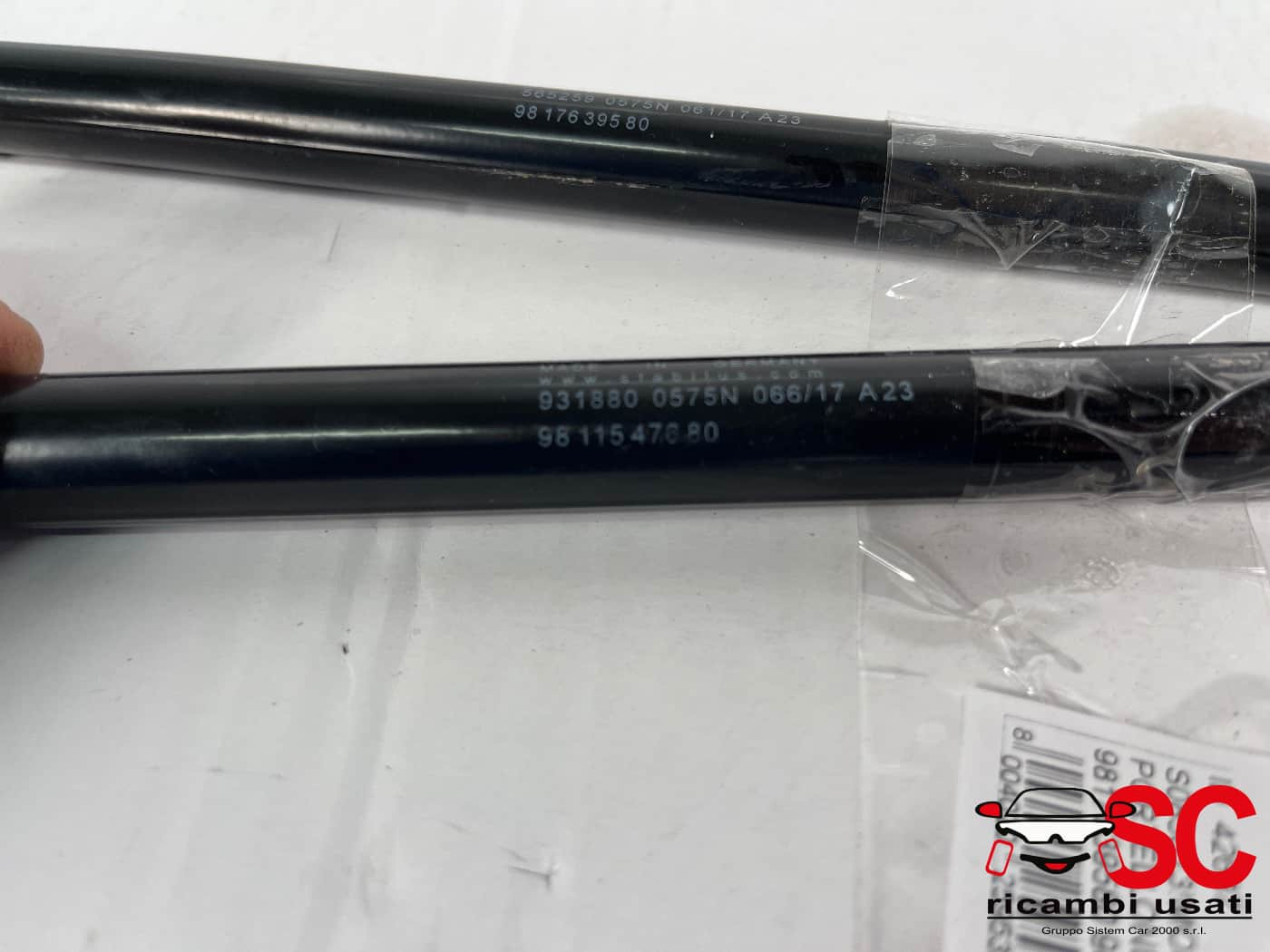 COPPIA MOLLE COFANO BAULE PEUGEOT 3008 Serie 9817639580 (16>23)