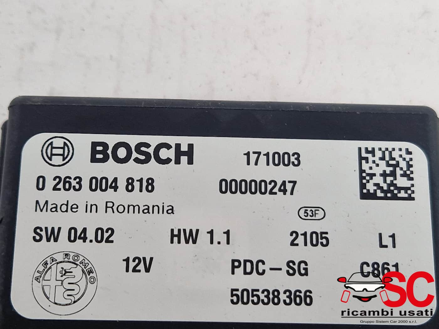 CENTRALINA SENSORI DI PARCHEGGIO ALFA ROMEO Giulia Serie (952_) 50538366 (16>)