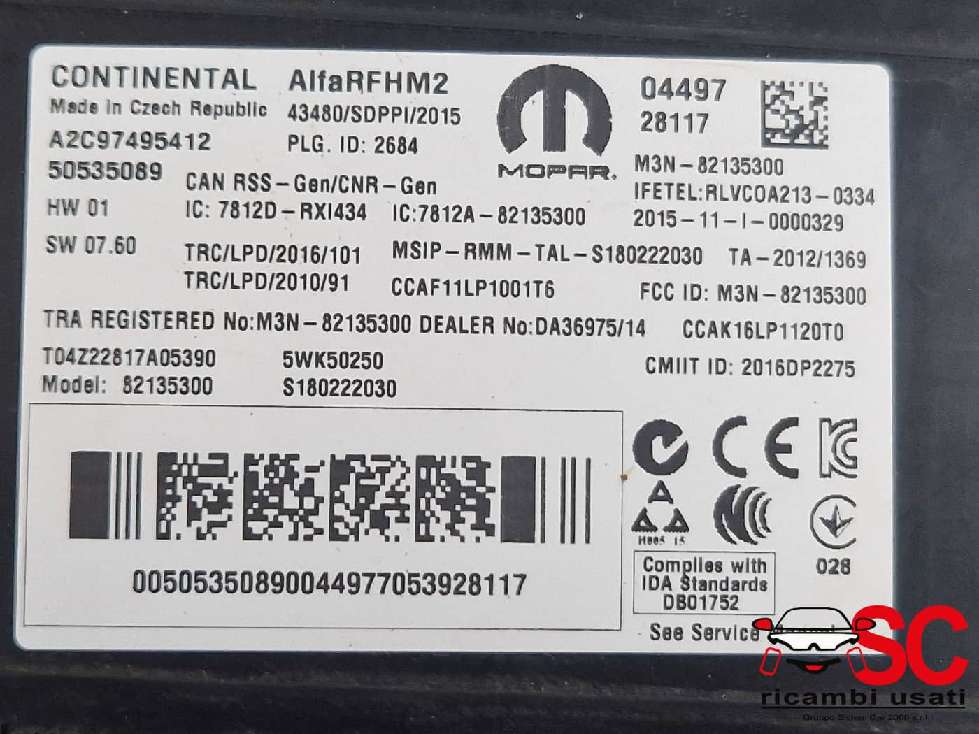 50535089 CENTRALINA KEYLESS ALFA ROMEO Giulia Serie (952_) diesel