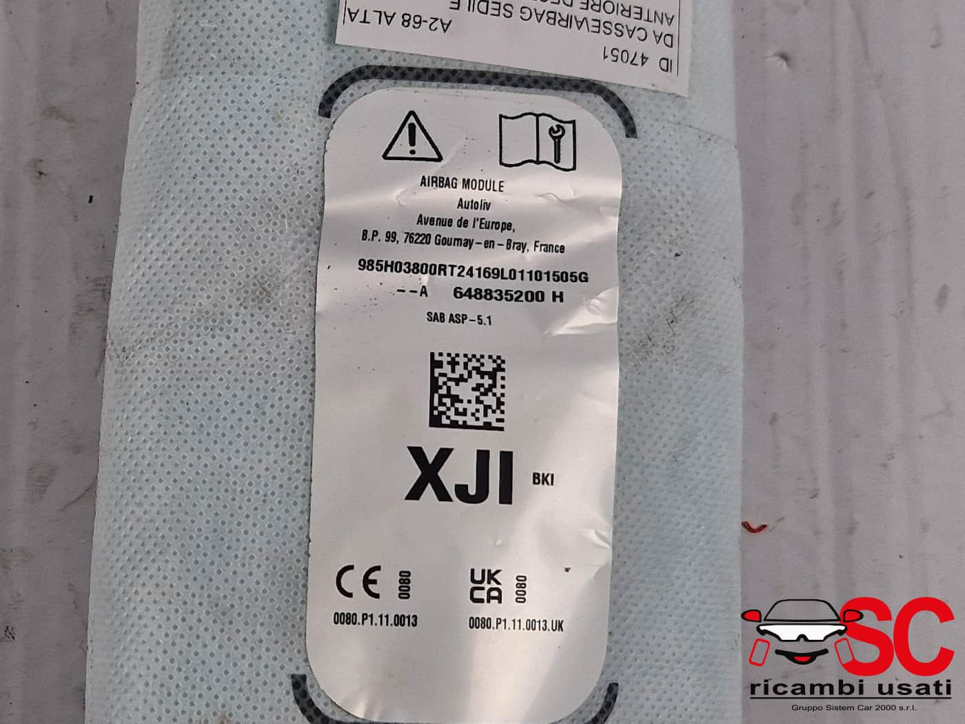 AIRBAG SEDILE DESTRO DACIA Jogger Serie 985H03800R (21>)