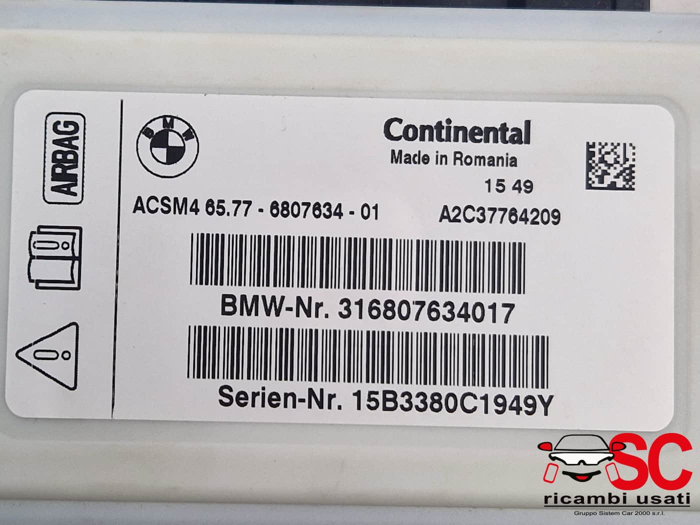 CENTRALINA AIRBAG BMW X5 (F15) 65776807634 (13>18)